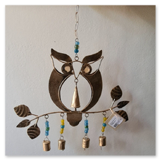 gufo in ferro con campanelle